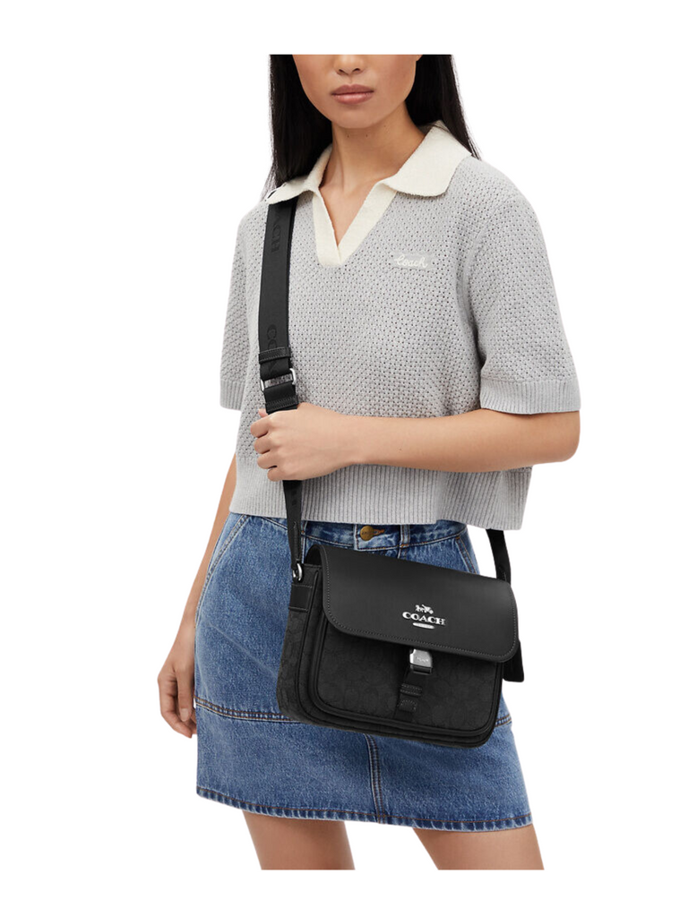 Coach Pace Messenger Bag In Signature Jacquard Canvas Black