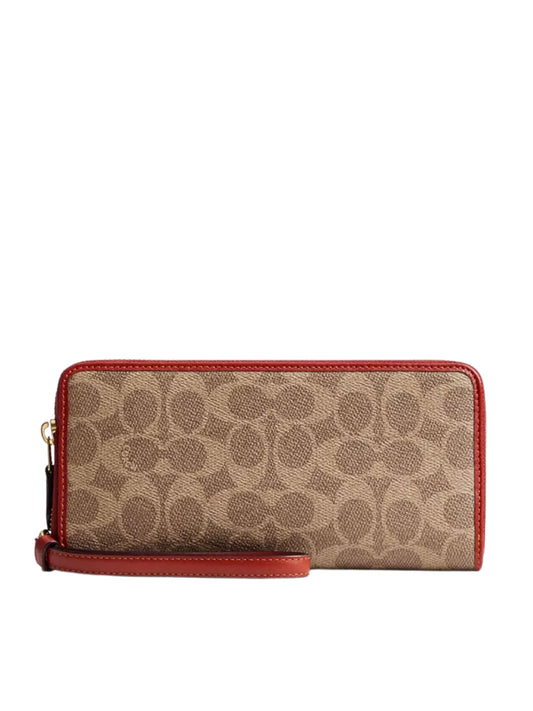 Coach-Signature-Continental-Wallet-Tan-Rust