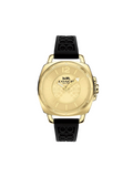 Coach-Signature-Embossed-Boyfriend-Rubber-Strap-Black-Gold-Dial