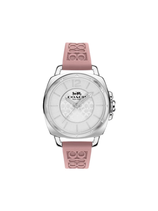 Coach-Signature-Embossed-Boyfriend-Rubber-Strap-Silver-Pink