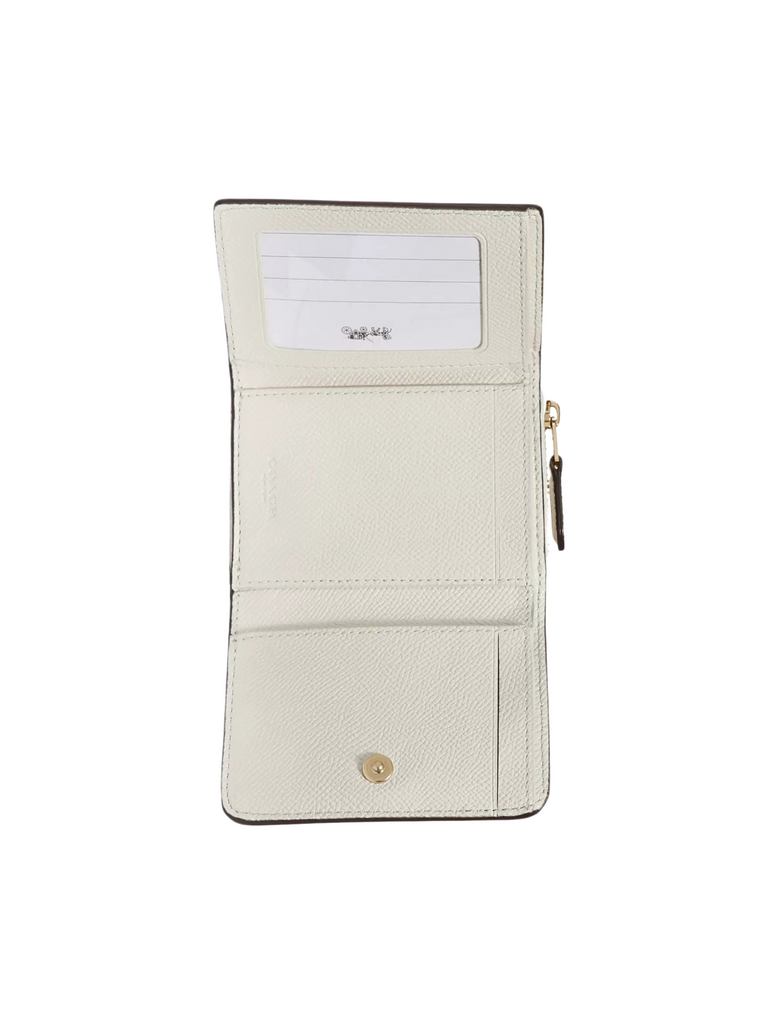 Coach Crossgrain Leather Small Trifold Wallet Chalk