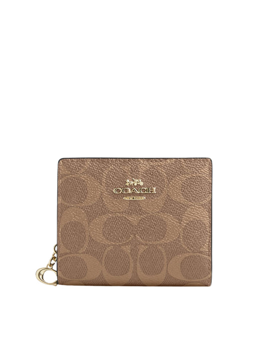Coach-Snap-Wallet-In-Signature-Canvas-Tan-Brown