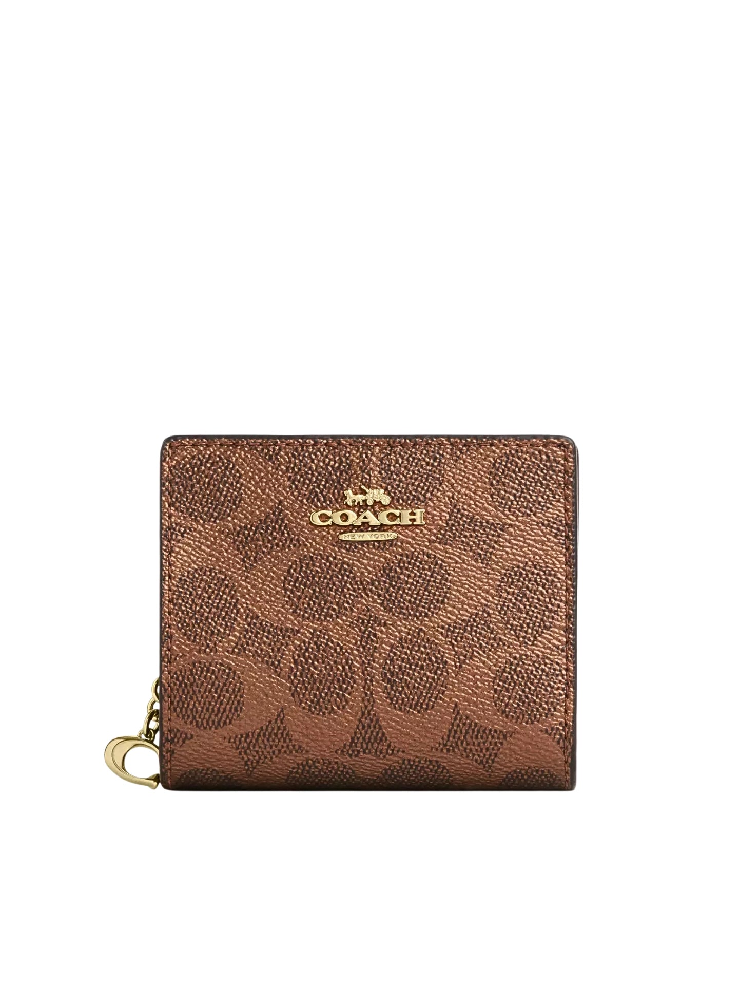 Coach-Snap-Wallet-In-Signature-Metallic-Crossgrain-Leather-Brown-Copper
