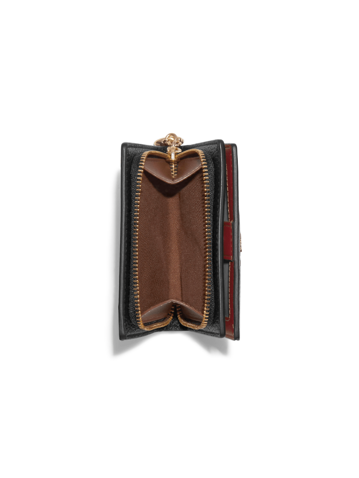 Coach Snap Wallet With Rainbow Colorblock Interior Black