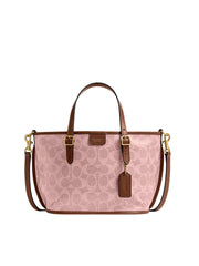 Coach Taxi Tote Bag 21 In Signature Canvas Pink Sable