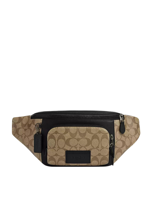 Coach-Track-Belt-Bag-In-Signature-Canvas-Khaki-Black