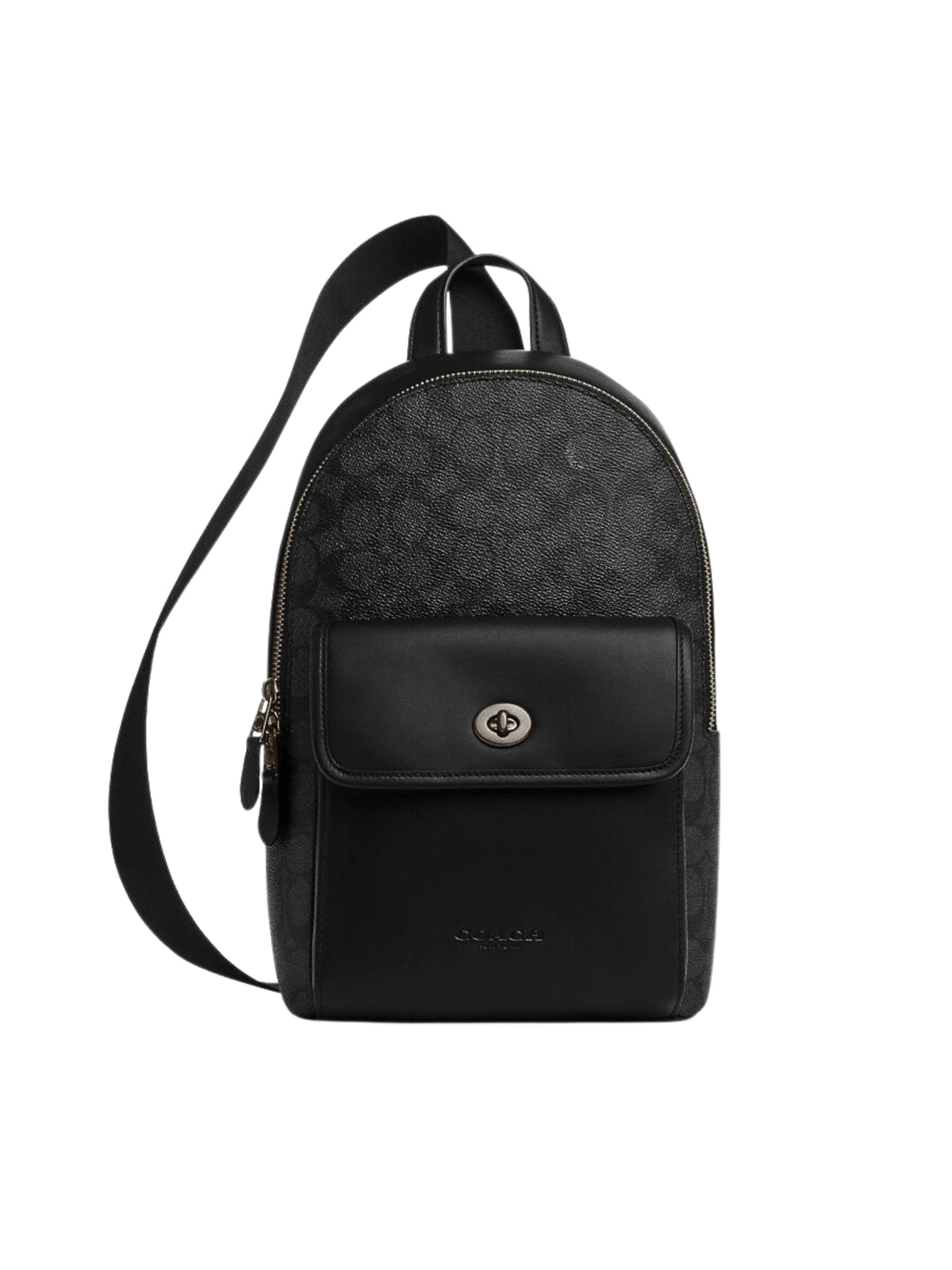 Coach-Turnlock-Sling-Pack-In-Signature-Canvas-Charcoal-Black