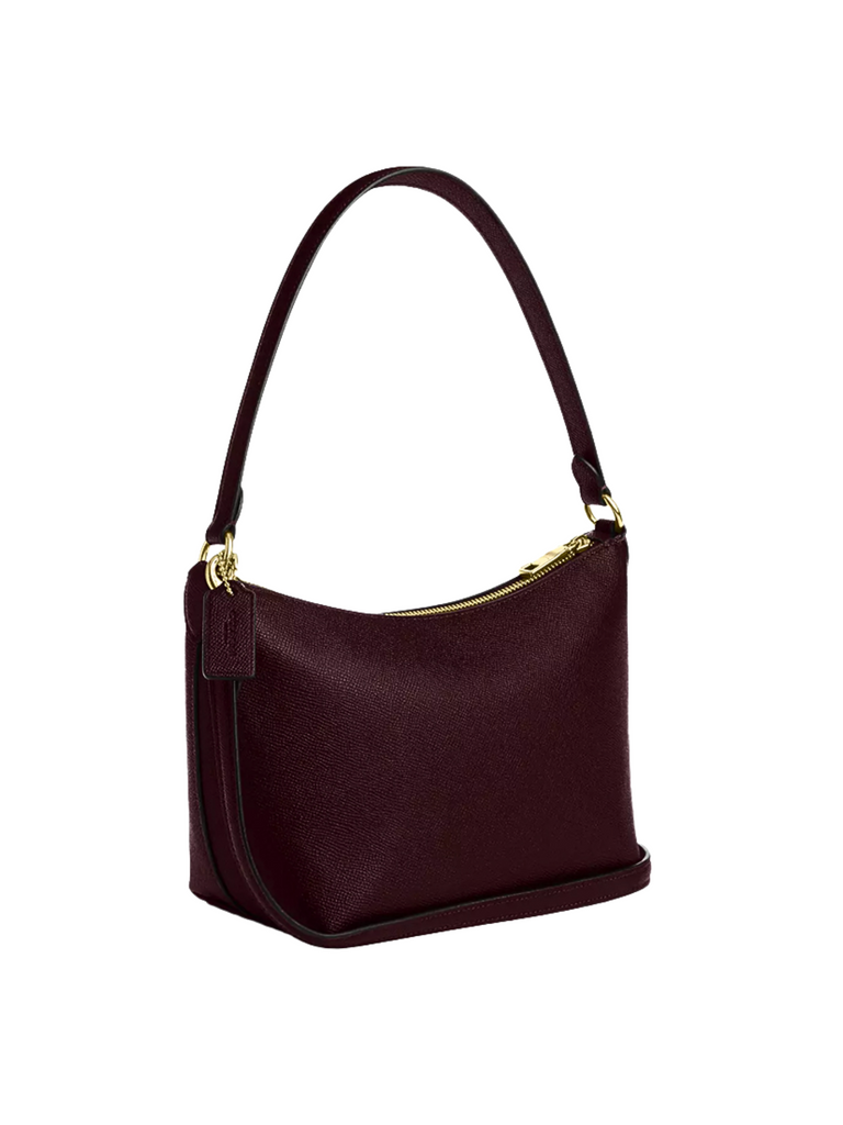 Coach-Zip-Shoulder-Bag-Crossgrain-Leather-Merlot