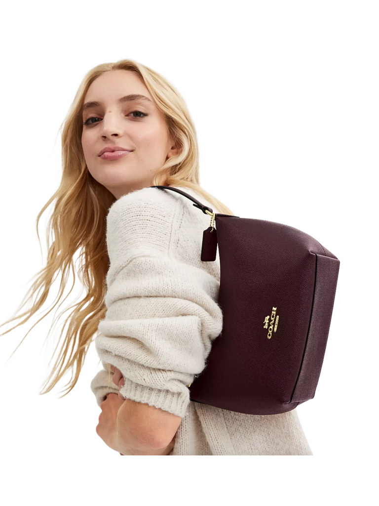 Coach-Zip-Shoulder-Bag-Crossgrain-Leather-Merlot