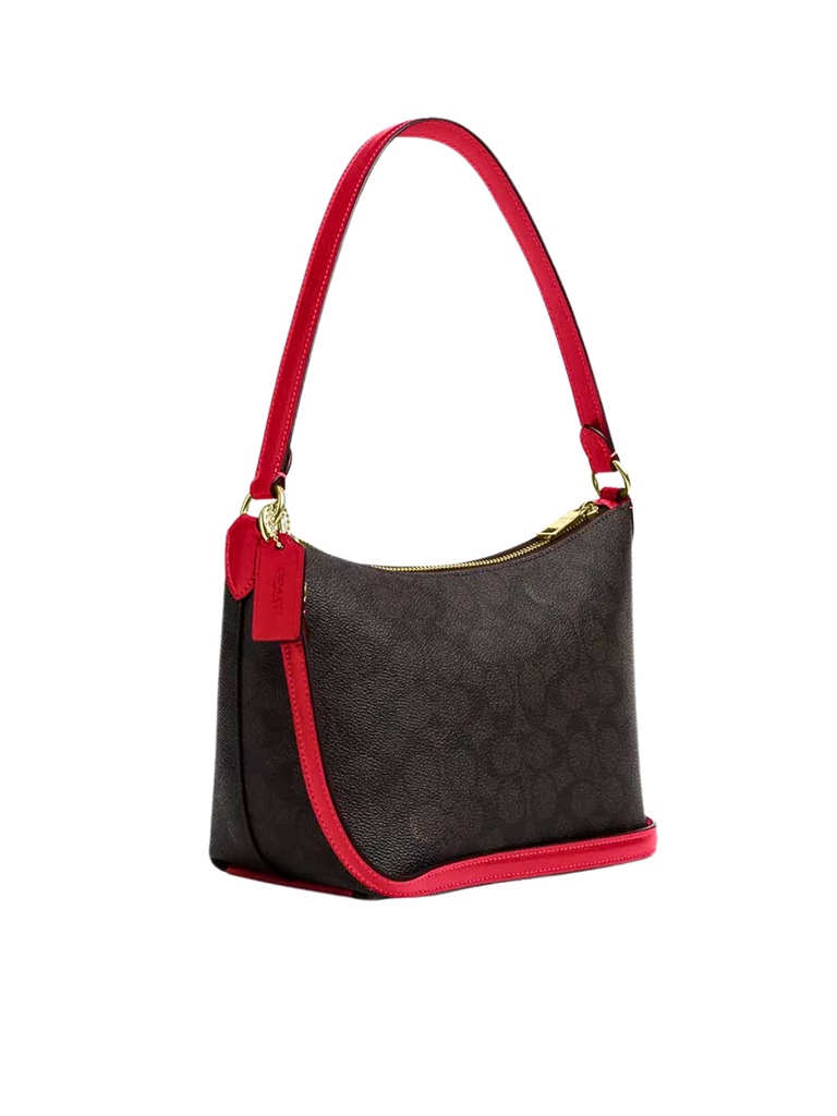 Coach-Zip-Shoulder-Bag-In-Signature-Canvas-Walnut-Bold-Red