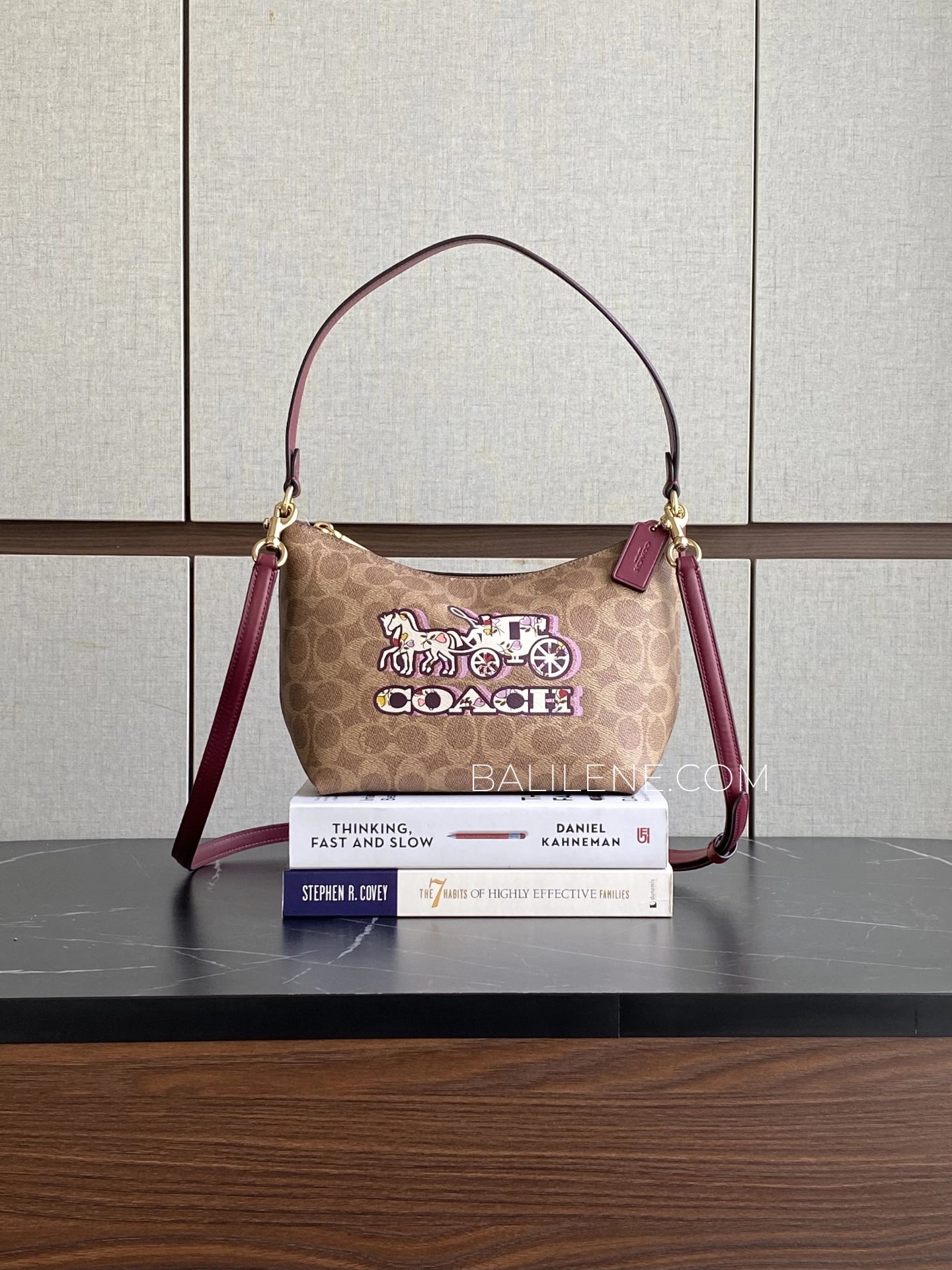 Coach-Zip-Top-Shoulder-Bag-In-Signature-Canvas-With-Horse-And-Carriage-Print-Tan-Black-Cherry-balilene