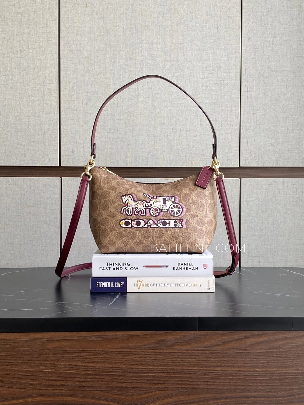 Coach-Zip-Top-Shoulder-Bag-In-Signature-Canvas-With-Horse-And-Carriage-Print-Tan-Black-Cherry-balilene