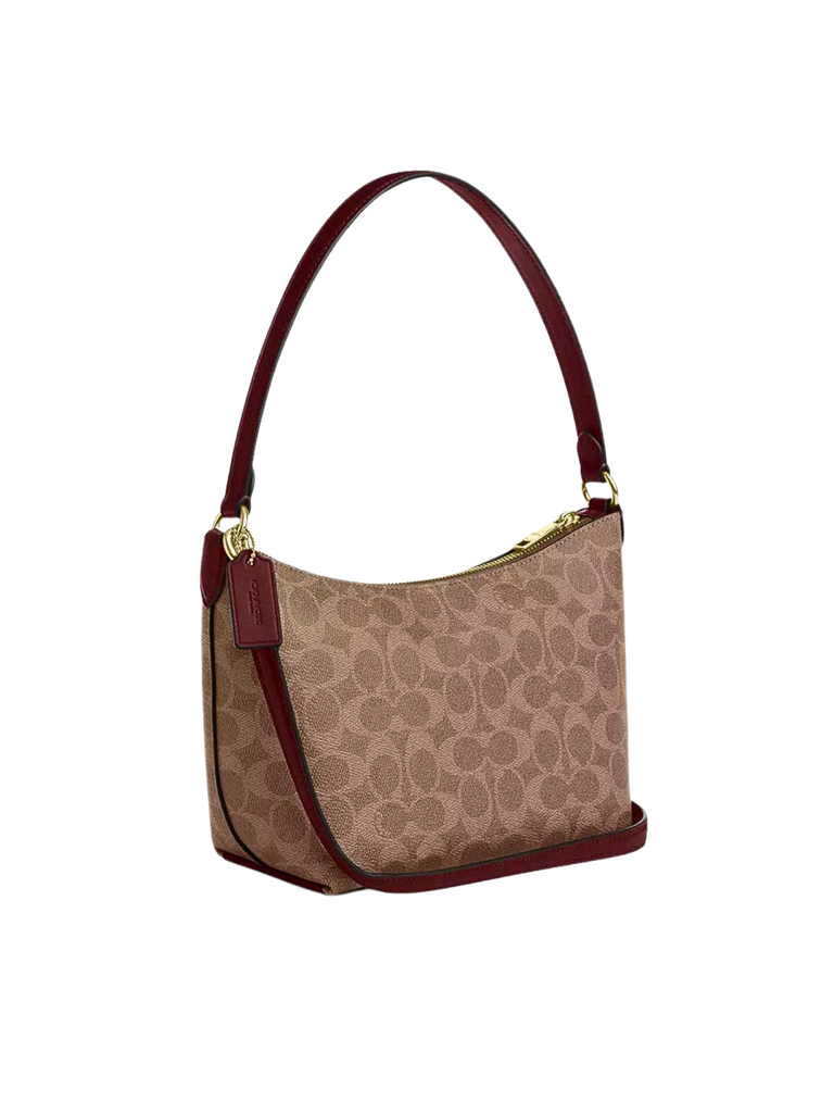 Coach-Zip-Top-Shoulder-Bag-In-Signature-Canvas-With-Horse-And-Carriage-Print-Tan-Black-Cherry