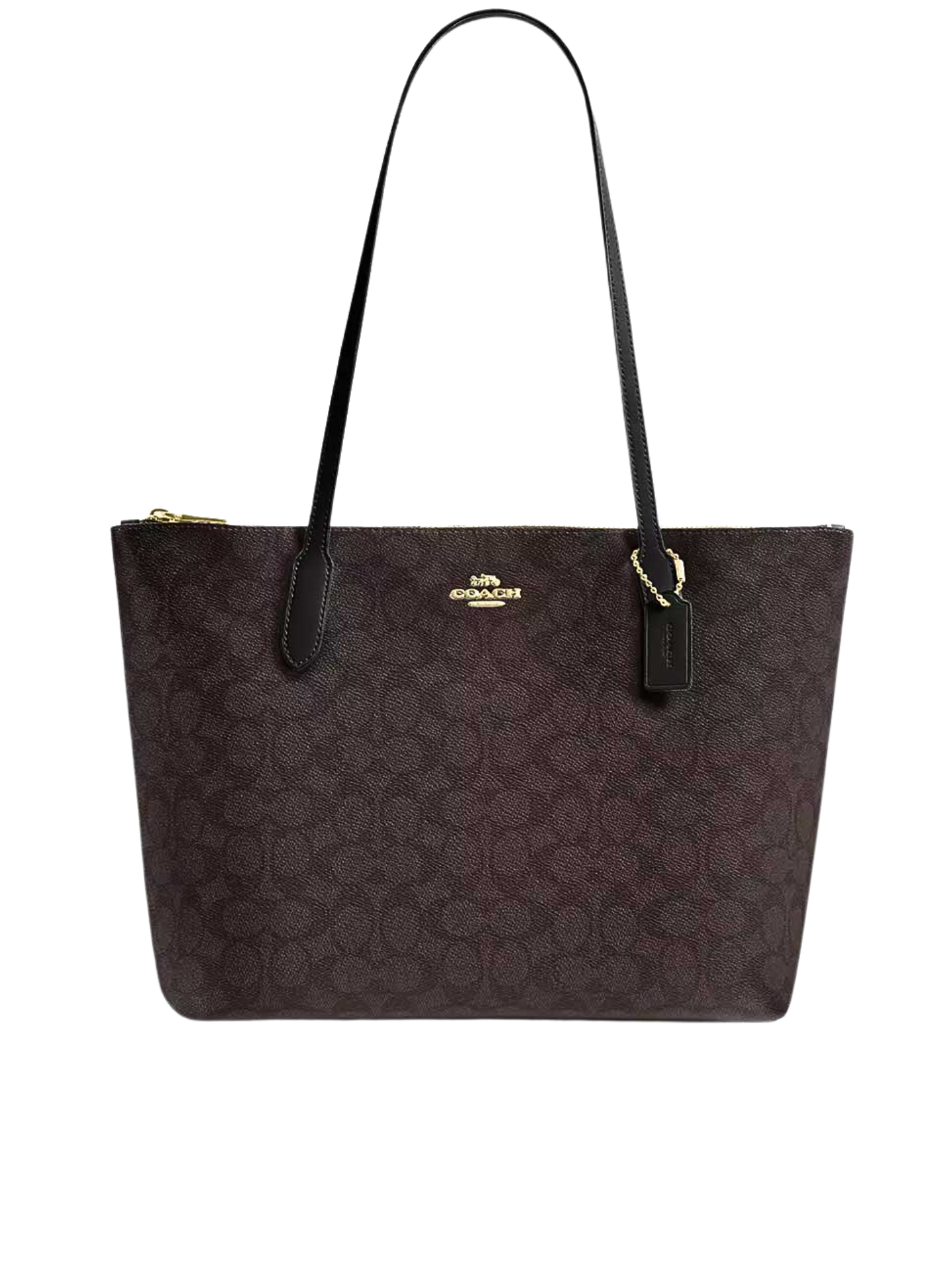 Coach Rag Top Coach Zip Top Tote In Signature Canvas Walnut/Black – Balilene