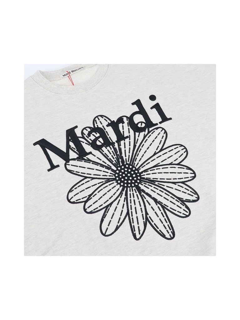 ●Mardi Mercredi●UNISEX SWEATSHIRT NEEDLEWORK_OATMEAL BLACK Mardi Mercredi Sweatshirt Flowermardi Needlework Oatmeal