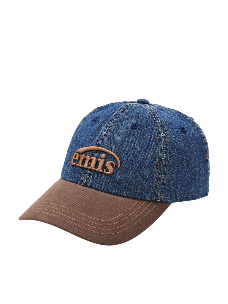 Emis-Washed-Denim-Ball-Cap-Blue-Brown