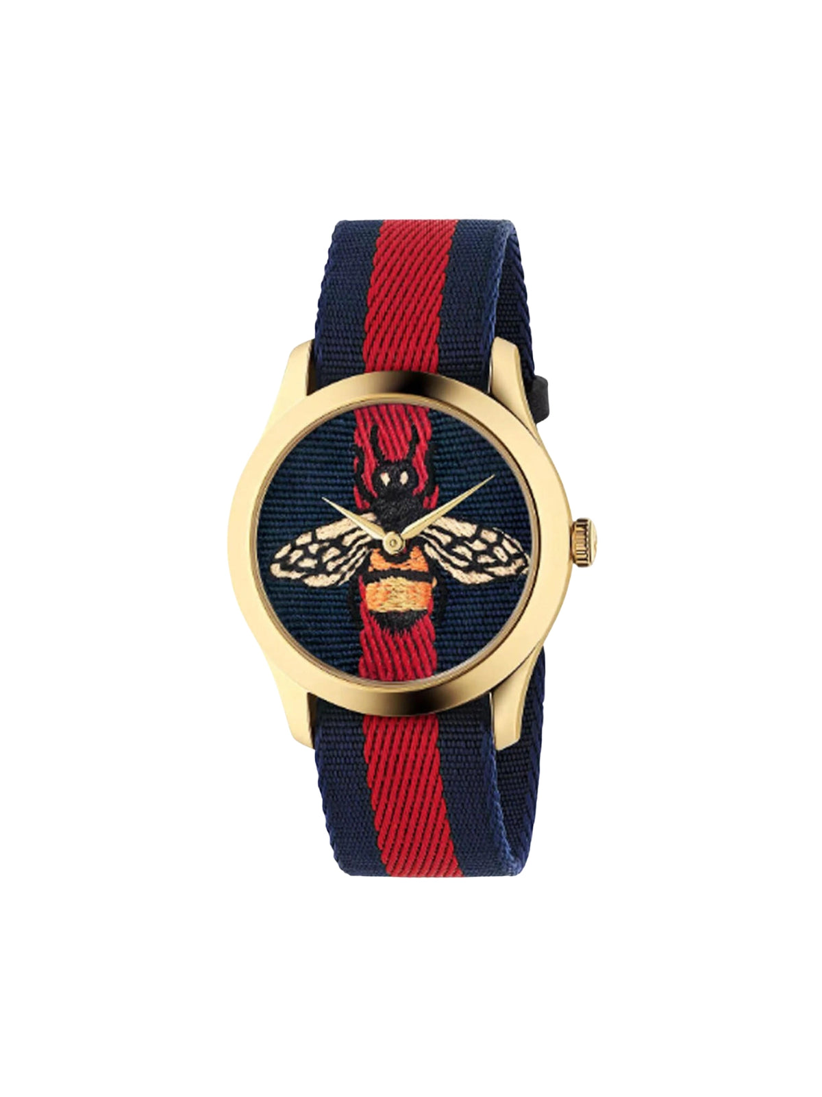 Gucci-G-Timeless-Bee-Red-_-Blue-Dial-Red-Two-Tone-Nylon-Strap-Watch
