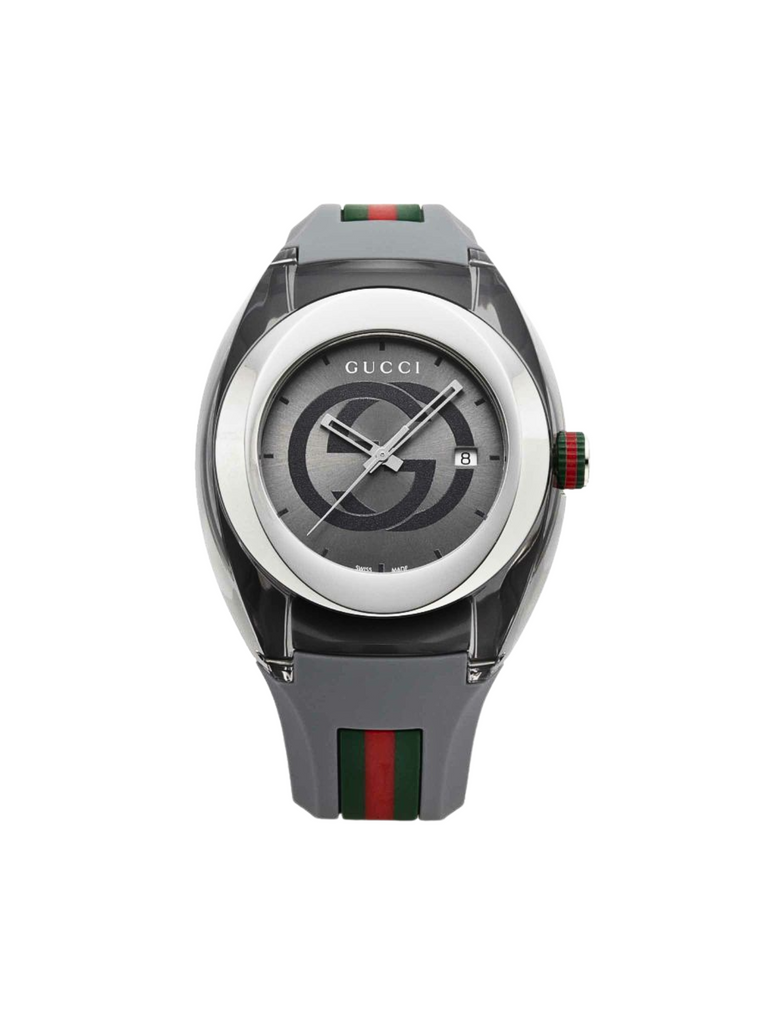 Gucci-Sync-Stainless-Steel-Grey-Rubber-Strap-Watch