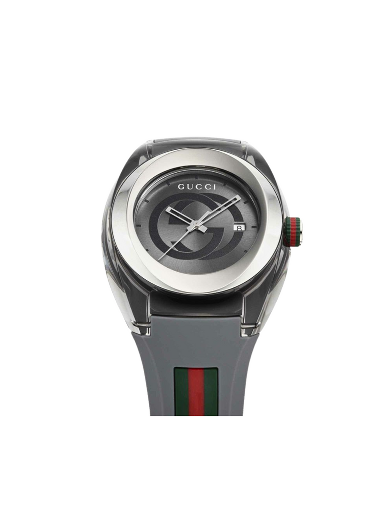 Gucci-Sync-Stainless-Steel-Grey-Rubber-Strap-Watch