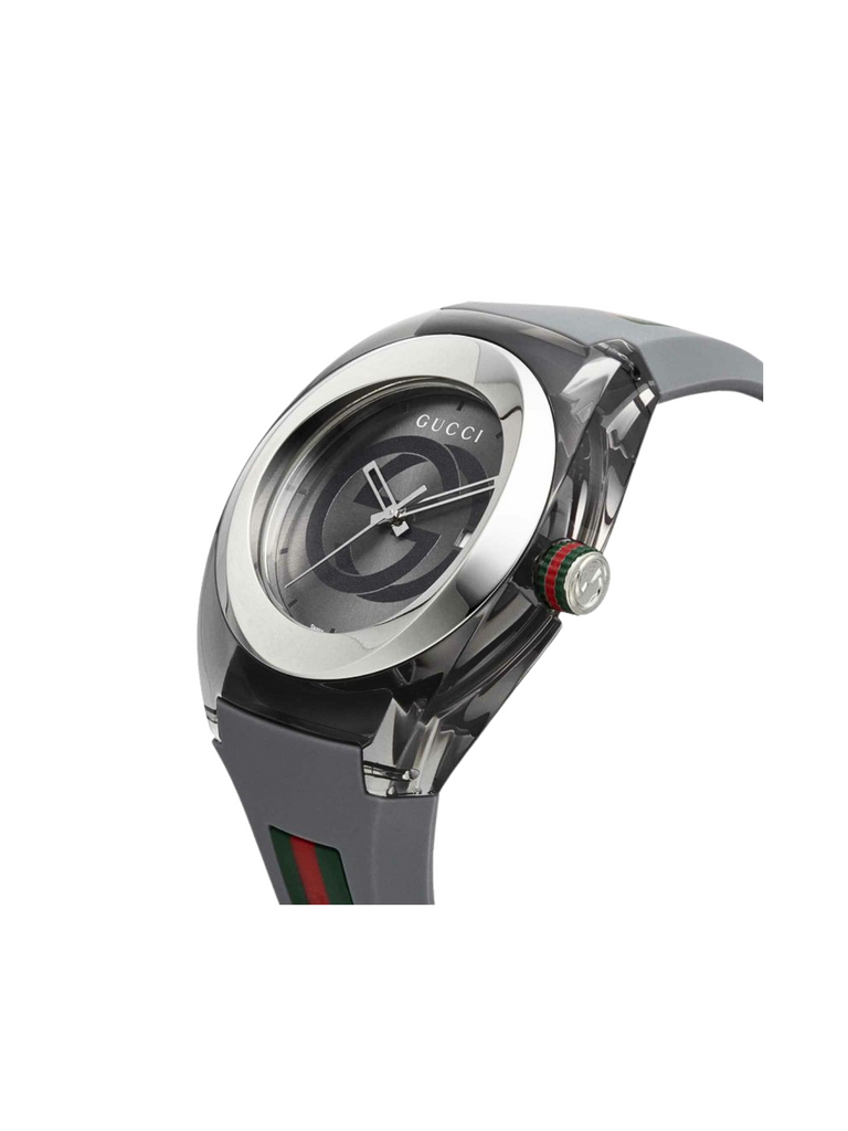 Gucci-Sync-Stainless-Steel-Grey-Rubber-Strap-Watch