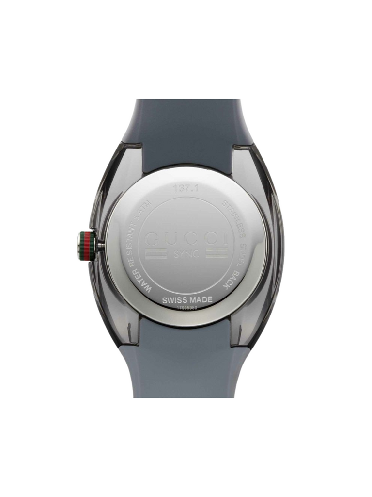 Gucci-Sync-Stainless-Steel-Grey-Rubber-Strap-Watch