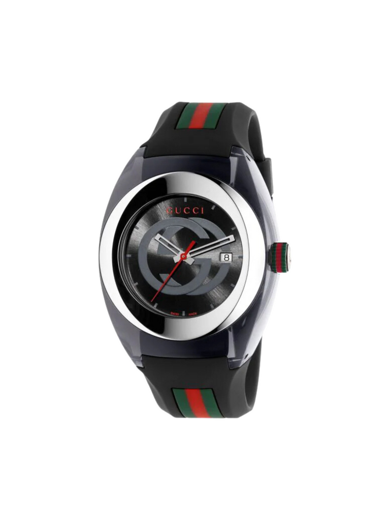 Gucci-Sync-Stainless-Steel-Rubber-Strap-Watch