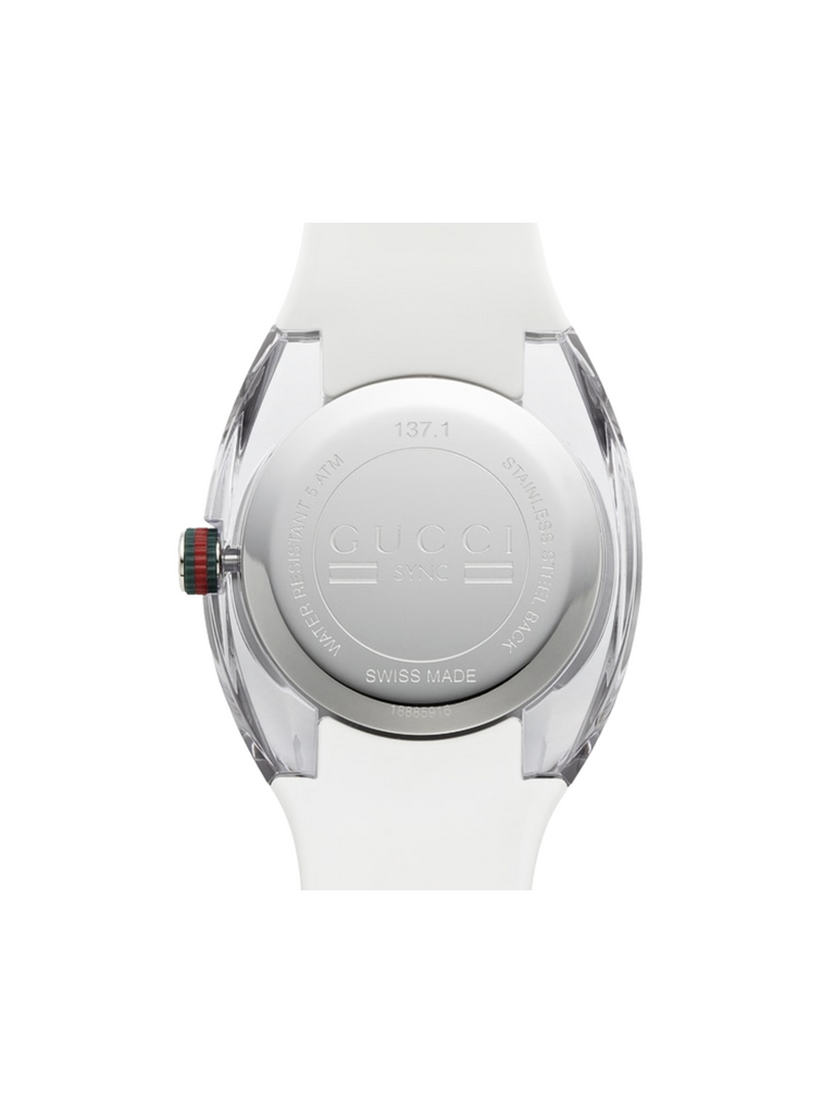 Gucci-Sync-Stainless-Steel-Silver-White-Rubber-Strap-Watch