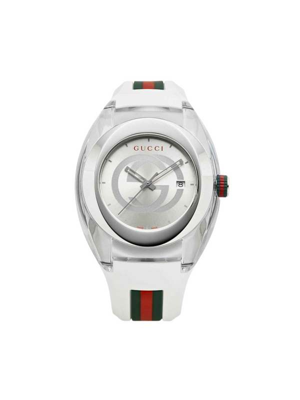 Gucci-Sync-Stainless-Steel-Silver-White-Rubber-Strap-Watch