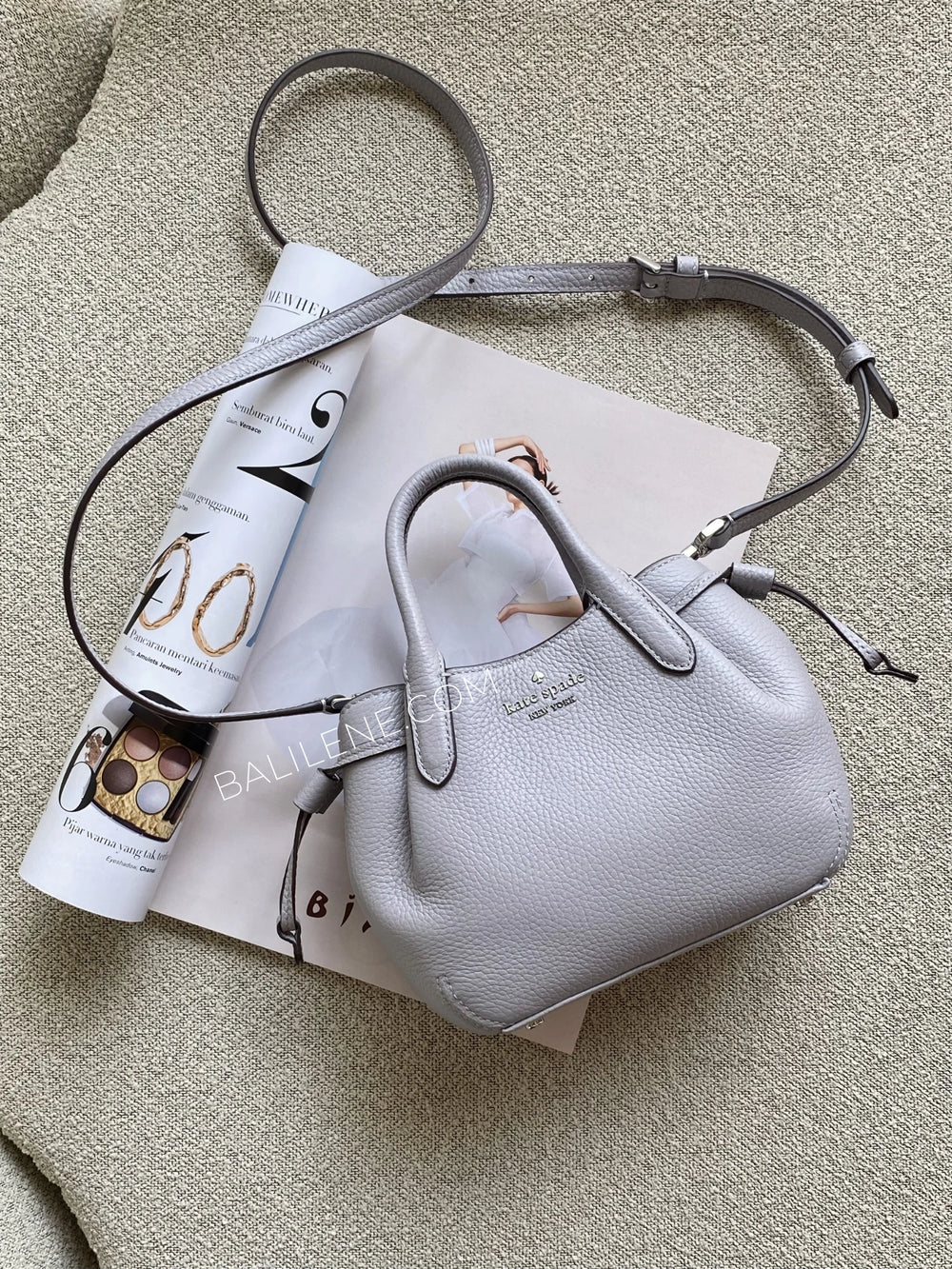 Kate-Spade-Dumpling-Pebbled-Leather-Mini-Triple-Compartment-Satchel-Grey-balilene