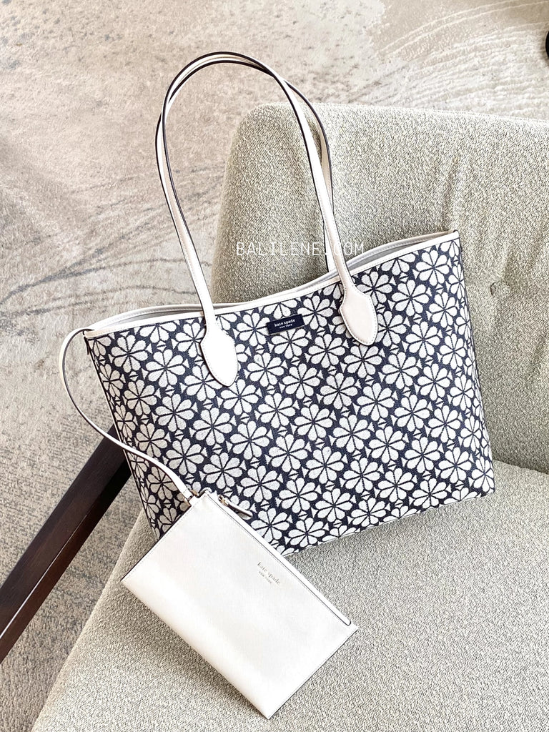 Kate-Spade-Flower-Jacquard-Bleecker-Large-Tote-Charcoal-Grey-Multi-balilene