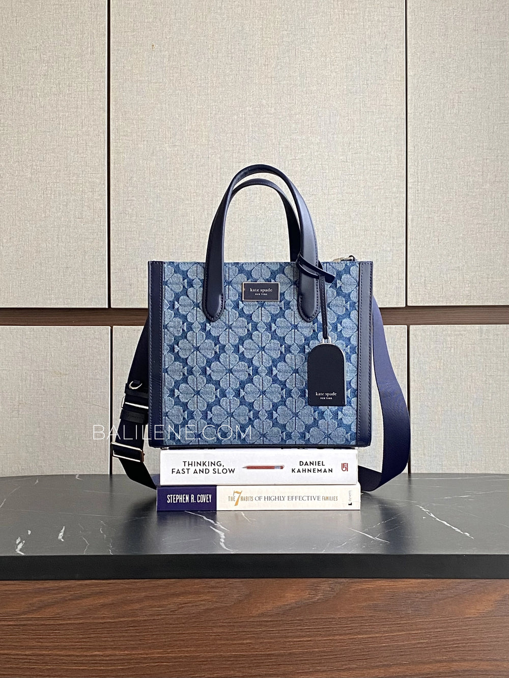 Kate Spade Flower Jacquard Denim Manhattan Small Tote Parisian