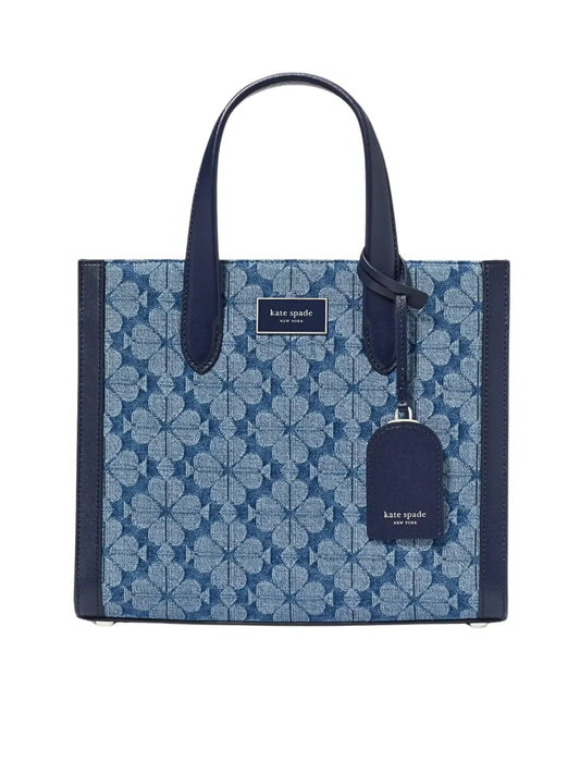 Kate Spade Flower Jacquard Denim Manhattan Small Tote Parisian Navy