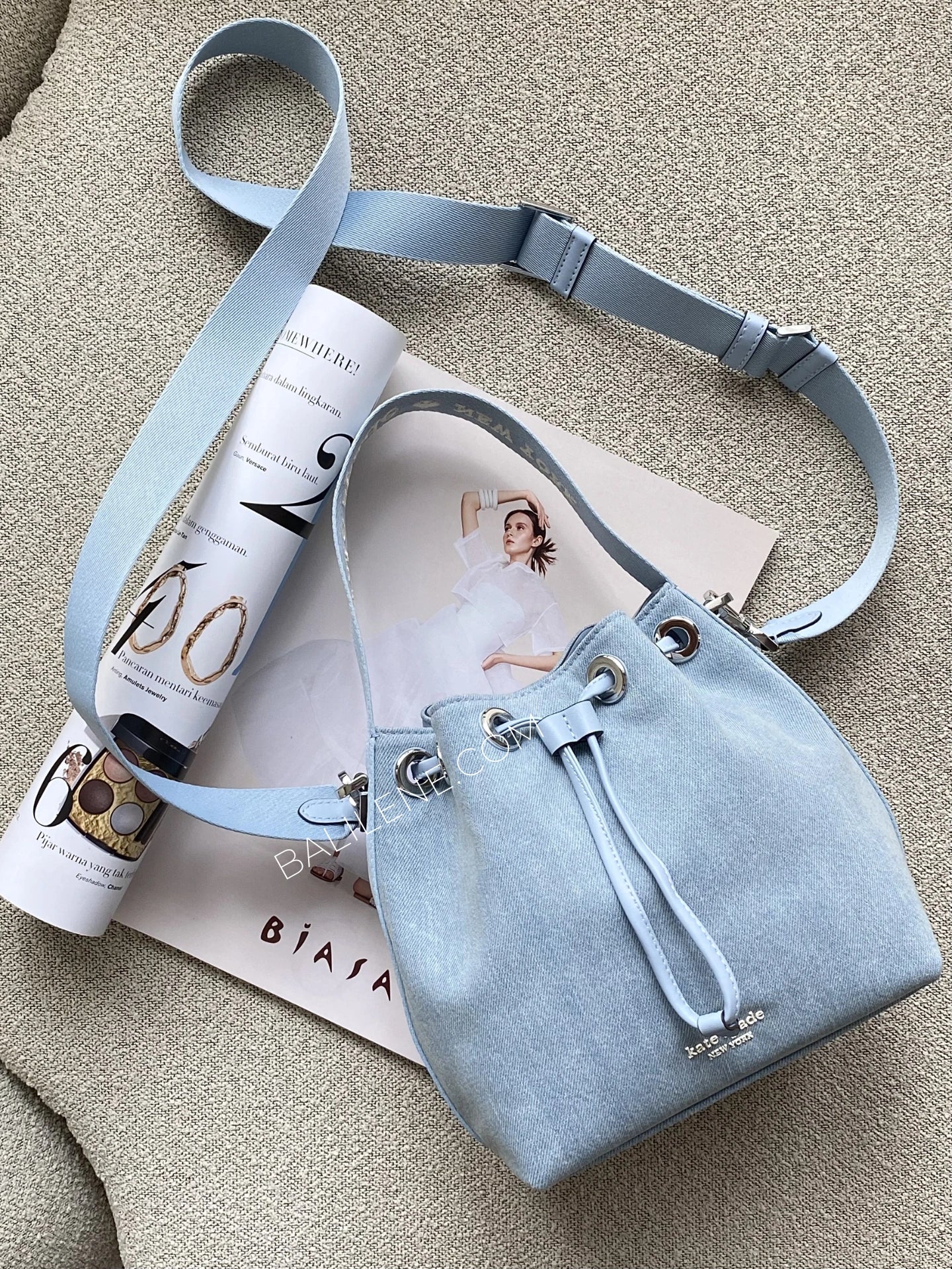 Kate Spade Kip Denim Bucket Bag Blue Multi