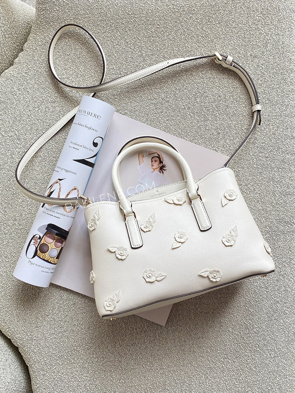 Kate-Spade-Thompson-Street-Floral-Small-Satchel-Bag-Cashew-Milk-balilene