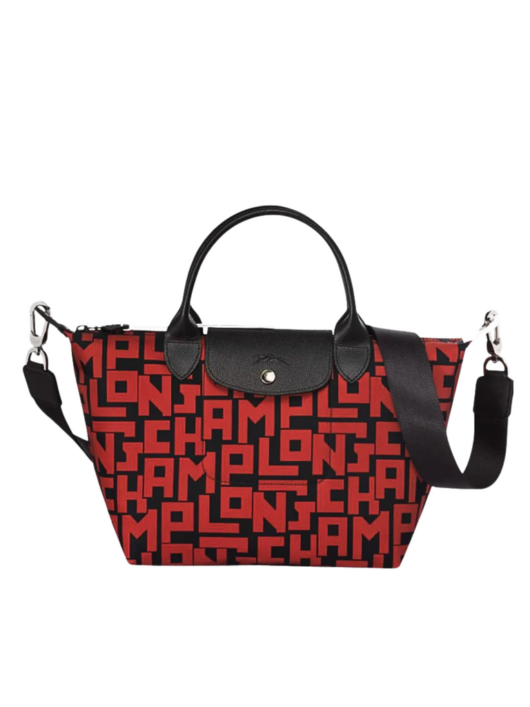 Longchamp-Le-Pliage-LGP-Small-Top-Handle-Black-Red