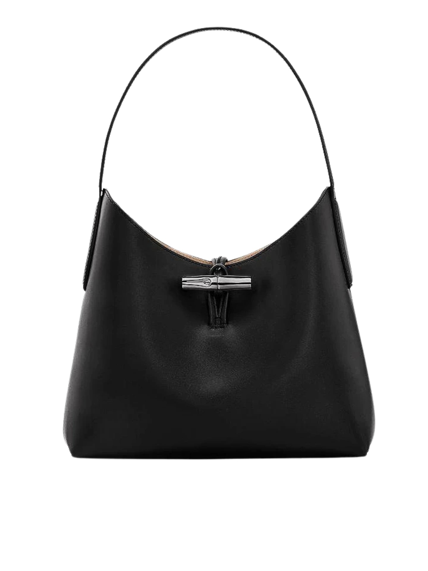 Longchamp Le Roseau M Hobo Bag Leather Black