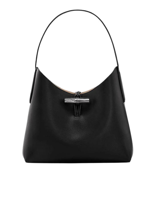Longchamp Le Roseau M Hobo Bag Leather Black