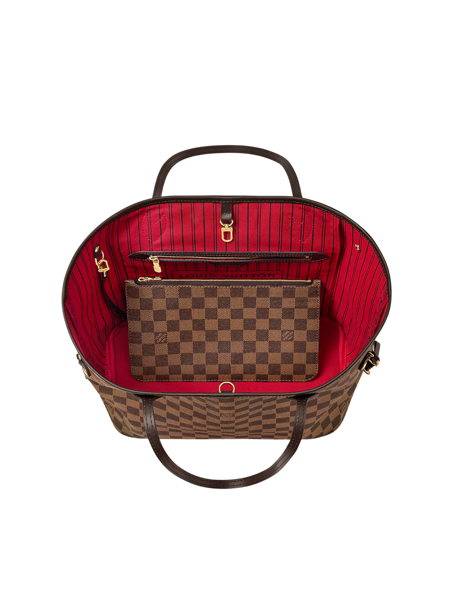 Louis-Vuitton-Neverfull-MM-Damier-Ebene-Cerise-Red