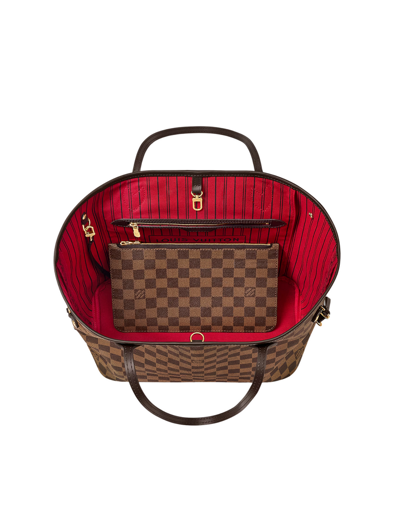 Louis-Vuitton-Neverfull-MM-Damier-Ebene-Cerise-Red