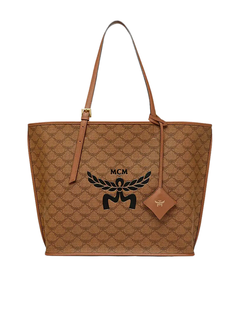 MCM Medium Himmel Shopper Bag Lauretos Leather Cognag