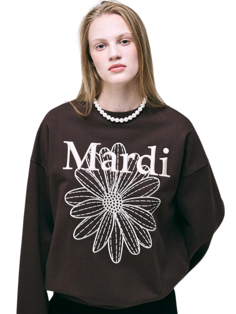 Mardi-Mercredi-Sweatshirt-Flowermardi-Needlework-Brown-Cream