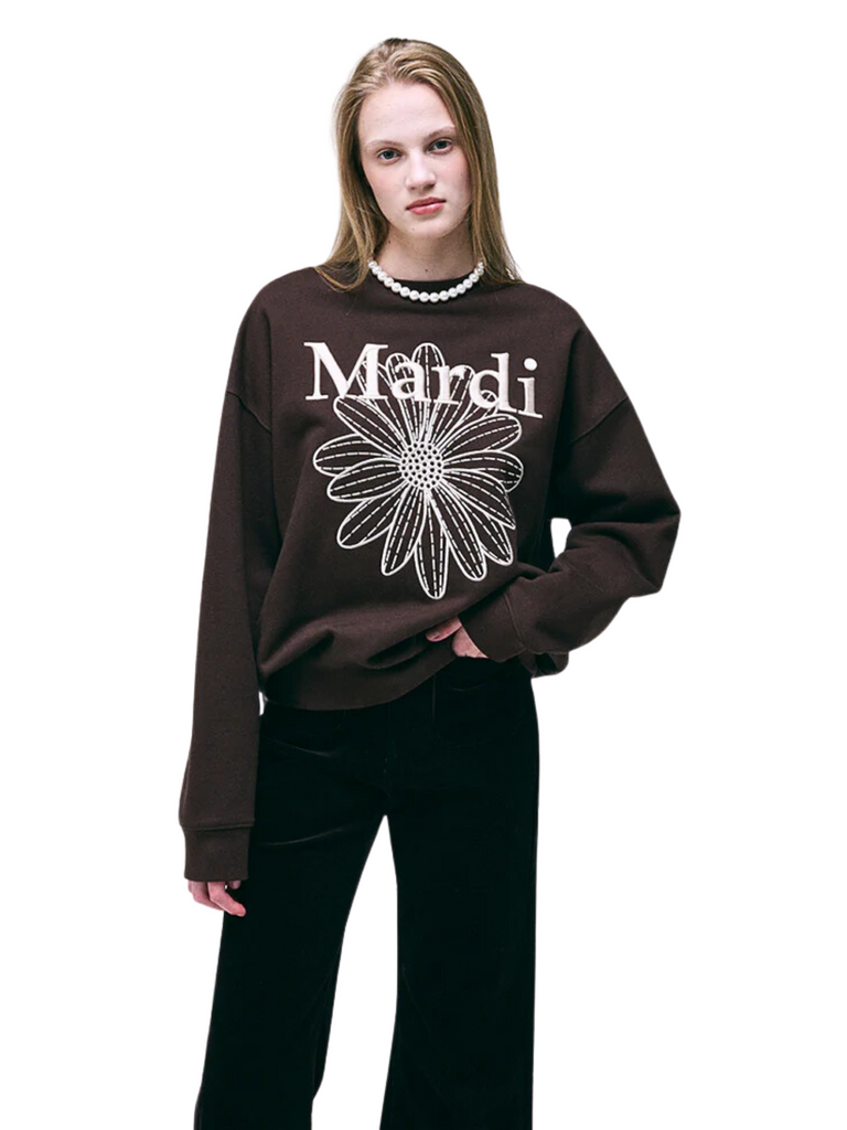 Mardi Mercredi Sweatshirt Flowermardi Needlework Brown Cream