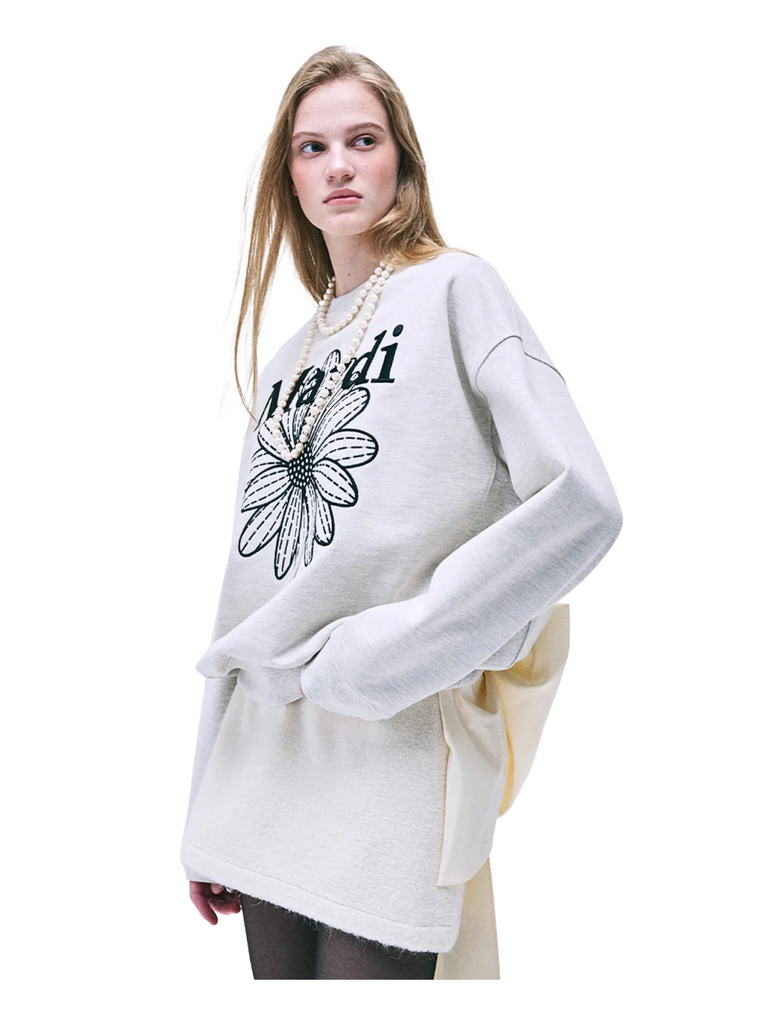 Mardi-Mercredi-Sweatshirt-Flowermardi-Needlework-Oatmeal-Black