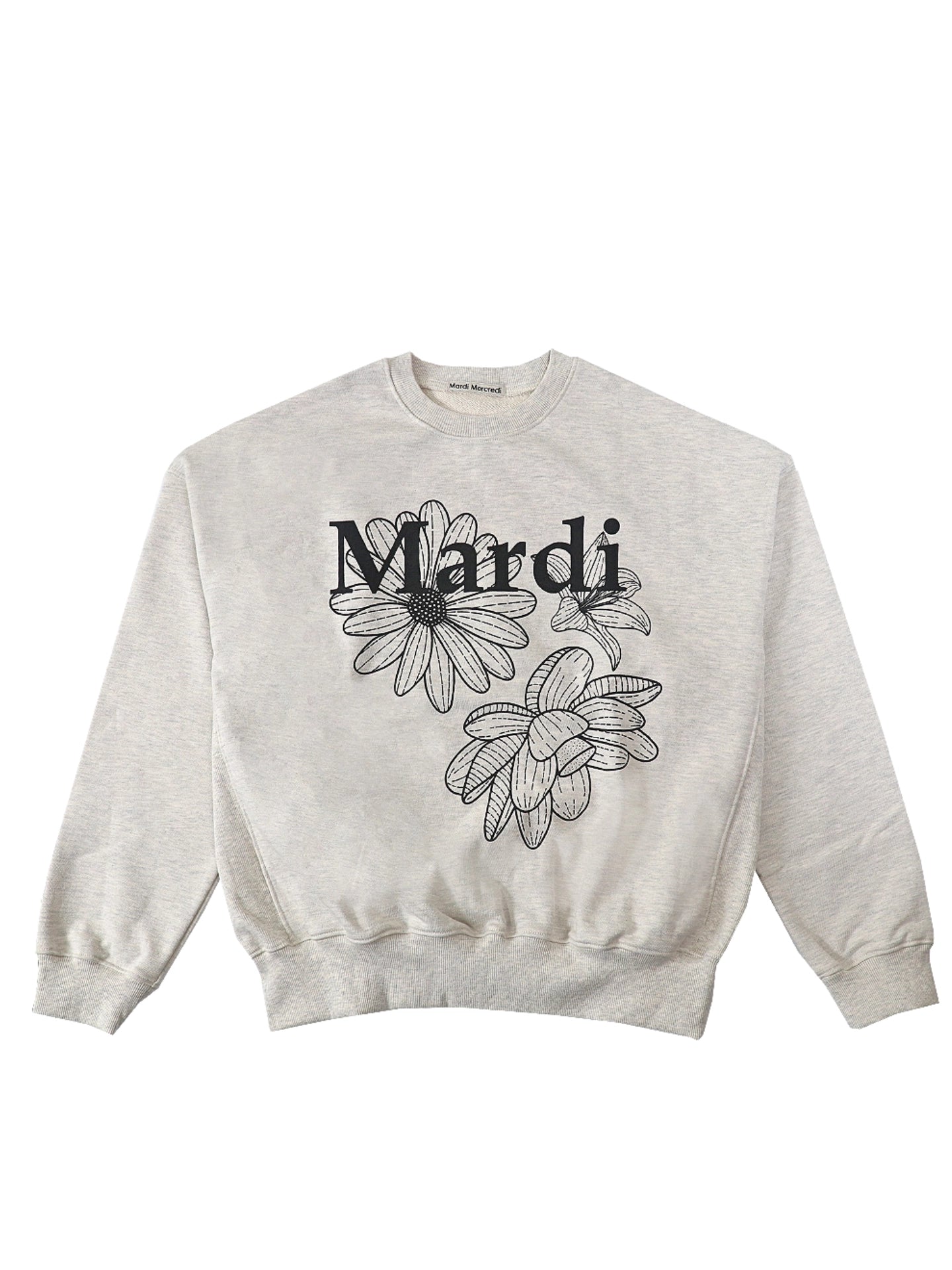 Mardi-Mercredi-Sweatshirt-Triple-Flower-Oatmeal-Black