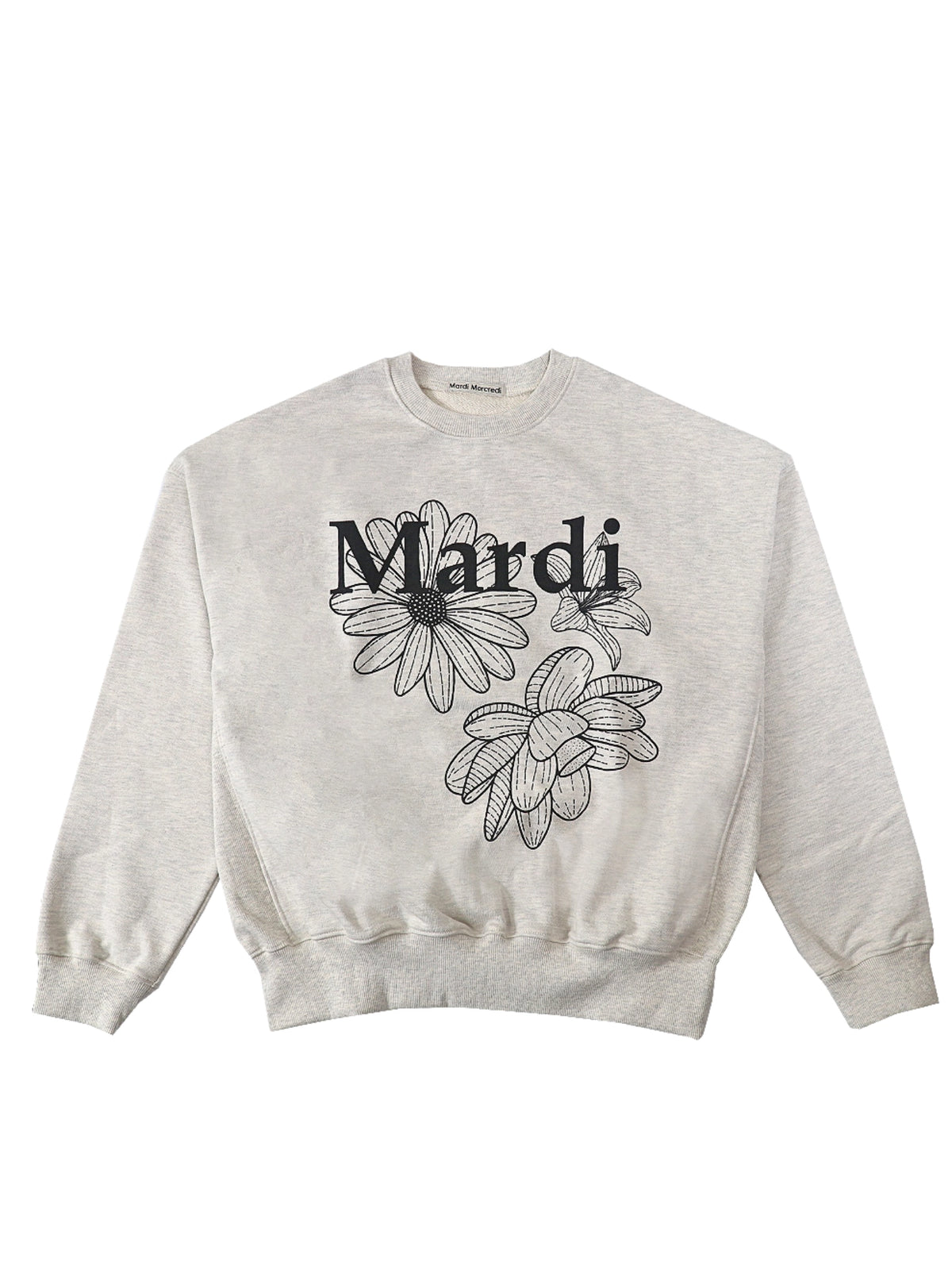 Mardi-Mercredi-Sweatshirt-Triple-Flower-Oatmeal-Black