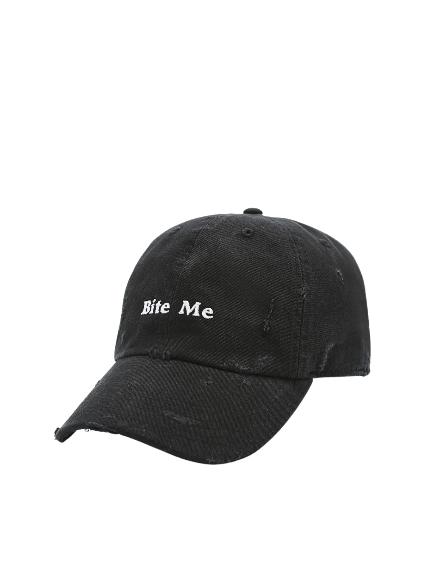 Mark-Gong-BITE-ME-Distressed-Baseball-Cap-Black