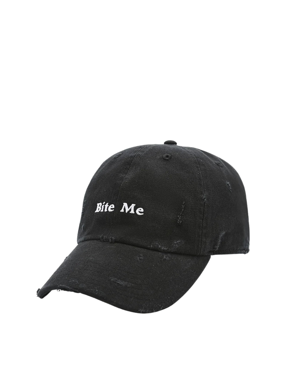 Mark-Gong-BITE-ME-Distressed-Baseball-Cap-Black