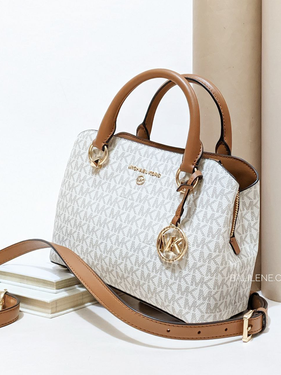 Michael Kors Edith Small Logo Satchel Vanilla