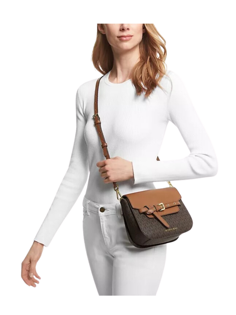 Michael Kors Emilia Small Saddle Crossbody Bag Brown Balilene