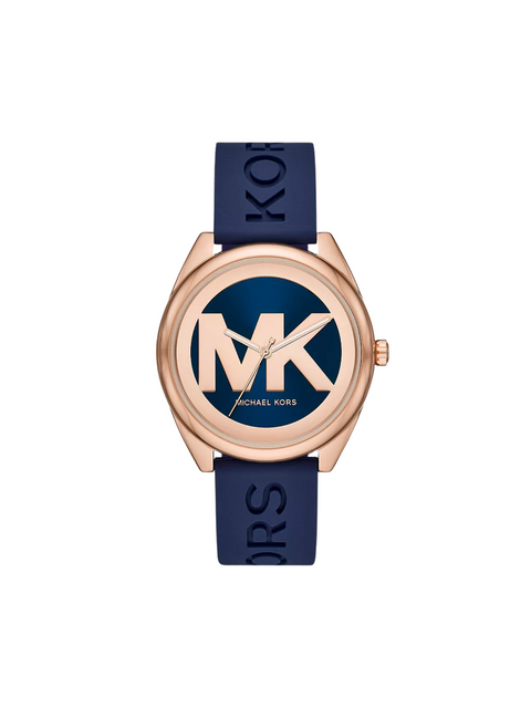 Michael Kors Janelle Three-Hand Blue Dial Blue Rubber Strap Watch